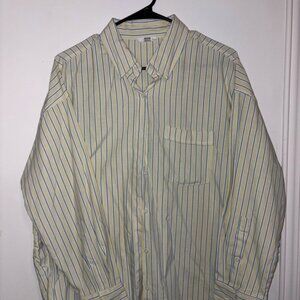 Izod Women’s  Yellow and Blue Striped Button Down Shirt